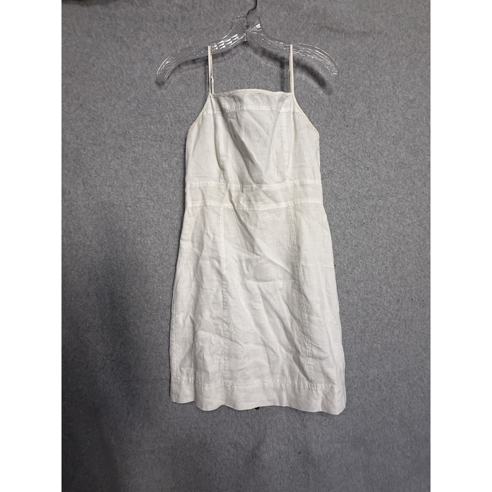 Juicy Couture Dress Womens Small White Linen Square Neck Sundress Zip Back‎